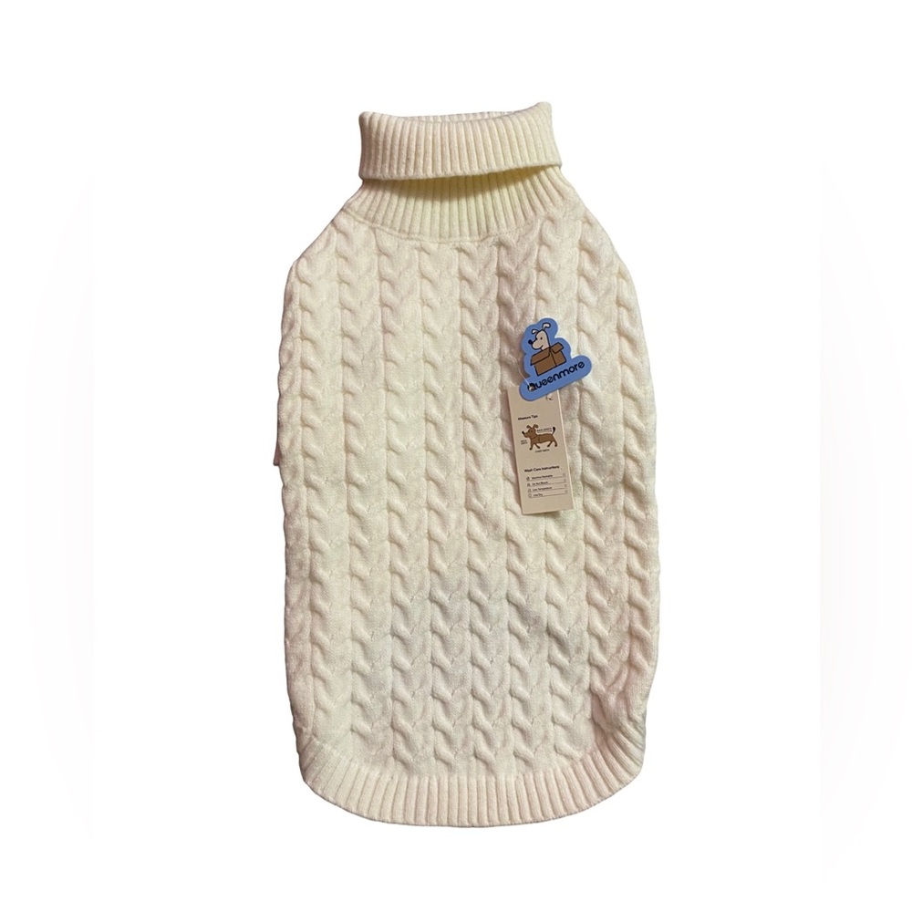 Queenmore Dog Sweater Medium Cable Knit Turtleneck Size XL New With Tags